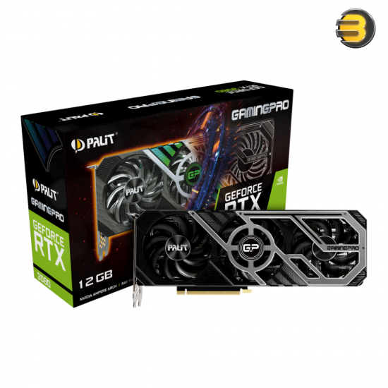 Palit GeForce RTX 3080 GamingPro 12 GB GDDR6X Ray-Tracing Graphics Card, 8704 Core, 1440MHz GPU, 1740MHz Boost, 3 x DisplayPort, HDMI, Advanced TurboFan 3.0