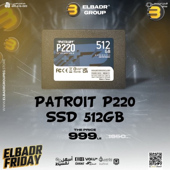 Patriot P220 512GB Internal SSD - SATA 3 2.5 Inch - Solid State Drive - P220S512G25