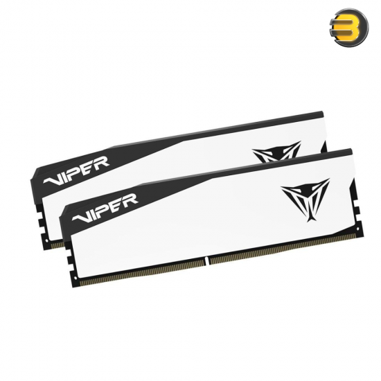 Patriot Viper Elite 5 DDR5-6400 CL32 32GB (2x16GB) Desktop RAM – XMP 3.0 & EXPO Certified, White/Black Heatsink, On-Die ECC, Thermal Sensor