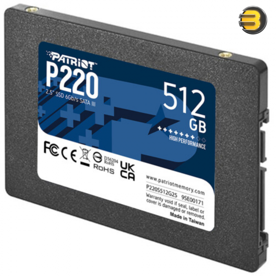 Patriot P220 512GB Internal SSD - SATA 3 2.5 Inch - Solid State Drive - P220S512G25