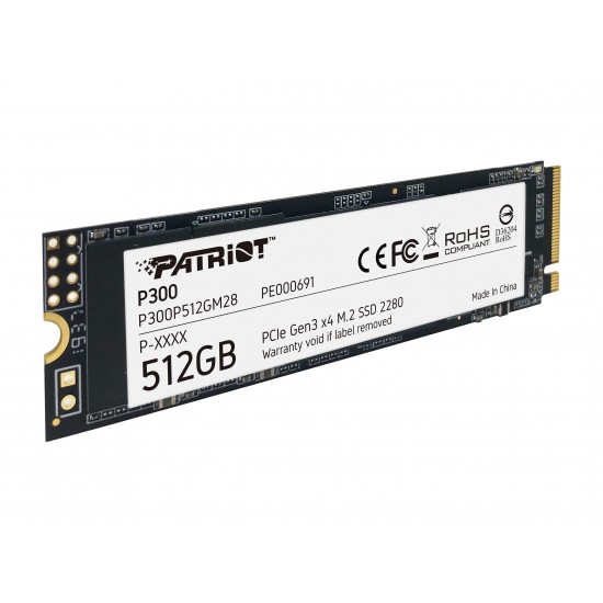 Patriot P300 M.2 2280 512GB PCIe Gen3 x4, NVMe 1.3 Internal Solid State Drive (SSD) P300P512GM28