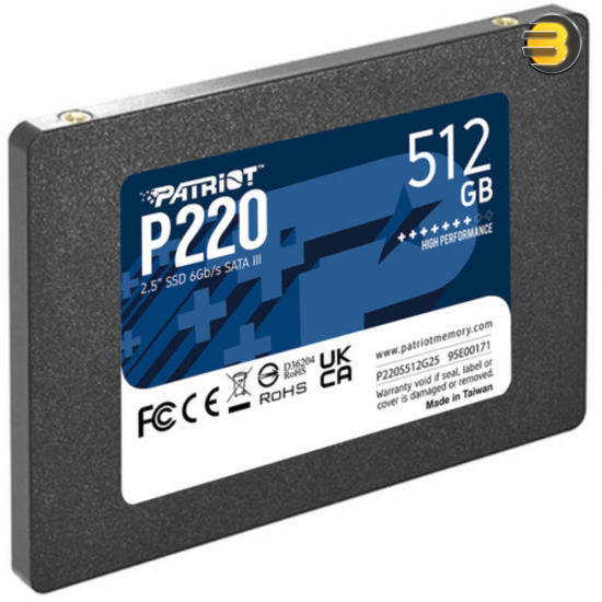 Patriot P220 512GB Internal SSD - SATA 3 2.5 Inch - Solid State Drive - P220S512G25