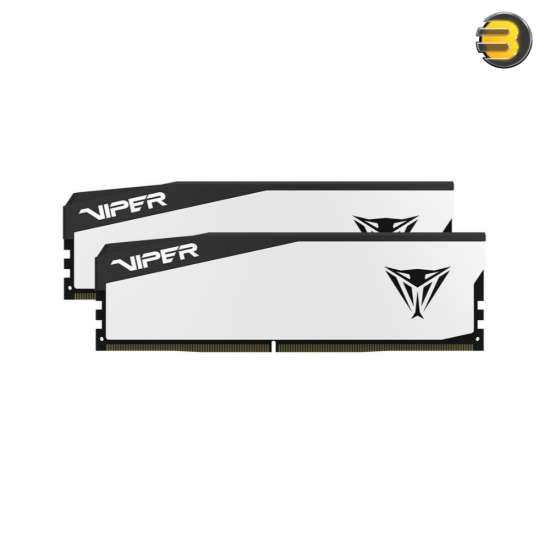 Patriot Viper Elite 5 DDR5-6400 CL32 32GB (2x16GB) Desktop RAM – XMP 3.0 & EXPO Certified, White/Black Heatsink, On-Die ECC, Thermal Sensor