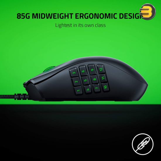 Razer Naga X Wired MMO Gaming Mouse — 18K DPI Optical Sensor - 2nd-gen Optical Switch - Chroma RGB Lighting - 16 Programmable Buttons - 85g - Classic Black