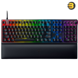 Razer Huntsman V2 Analog Gaming Keyboard — Analog Optical Switches, Chroma RGB Lighting, Magnetic Plush Wrist Rest, Dedicated Media Keys & Dial, Classic Black