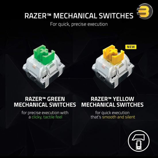 Razer BlackWidow V3 Pro Mechanical Wireless Gaming Keyboard — Green Mechanical Switches, Tactile & Clicky, Chroma RGB Lighting,  Doubleshot ABS Keycaps,  Transparent Switch Housing,  Bluetooth/2.4GHz - RZ03-03530200-R3U1