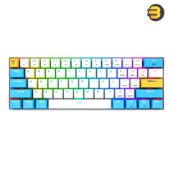 Redragon K530W white 60% mechanical keyboard with blue switches and per-key RGB lighting