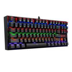 Redragon K552 Mechanical Gaming Keyboard, RGB Rainbow Backlit, 87 Keys, Tenkeyless, Compact Steel Construction with Cherry MX RED Switches for Windows PC Gamer (Black)