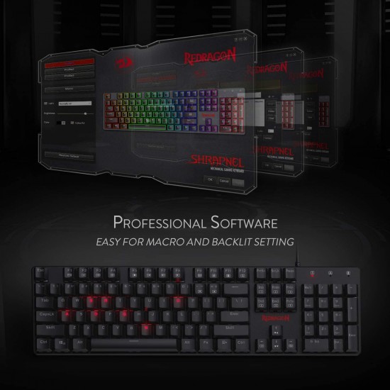 Redragon K589 Shrapnel RGB Low Profile Mechanical Gaming Keyboard, 104 Keys Anti-ghosting Mechanical Keyboard with Linear & Quiet Red Switches, Fast Actuation with Less Travel and Smooth Keys