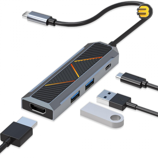 Redragon 4-in-1 USB-C Docking Station – 100W PD & 4K@60Hz HDMI
