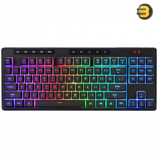 Redragon K516 PRO Shiva RGB Wireless Bluetooth Membrane Gaming Keyboard – 87-Key TKL, Tri-Mode USB-C/2.4 GHz/Bluetooth, On-Board Macros & Multimedia Keys, Software Supported