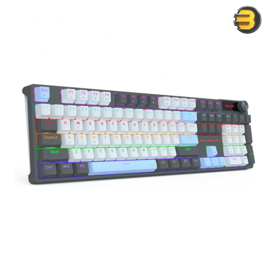 Redragon K718 wired 104-key mechanical keyboard with red switches, rainbow backlight and sound-absorbing foam
