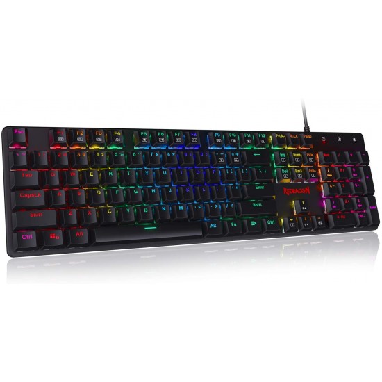 Redragon K589 Shrapnel RGB Low Profile Mechanical Gaming Keyboard, 104 Keys Anti-ghosting Mechanical Keyboard with Linear & Quiet Red Switches, Fast Actuation with Less Travel and Smooth Keys