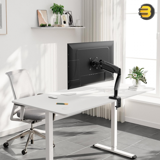 Redragon GMK914 Single Monitor Mount Stand – Gas Spring Arm for 13-32″ Screens, VESA 75/100, C-Clamp & Grommet, 8kg Load Capacity