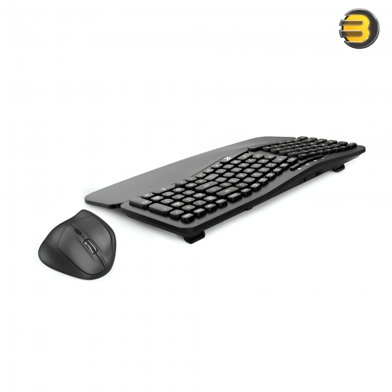 Redragon 2in1 Wireless Office Combo Black – Ergonomic Wireless Keyboard with Pillowed Wrist Rest & Adjustable Tilt, Vertical Ergonomic Mouse with Adjustable DPI, 2.4GHz Wireless, Compact Combo for Office Use