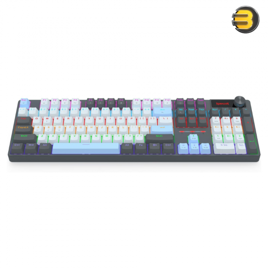 Redragon K718 wired 104-key mechanical keyboard with red switches, rainbow backlight and sound-absorbing foam