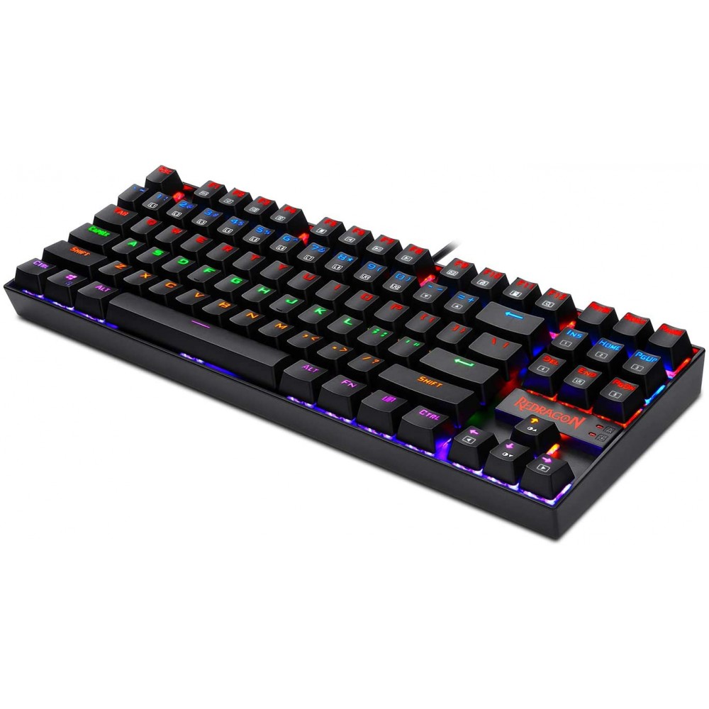 Redragon K552 Mechanical Gaming Keyboard, RGB Rainbow Backlit, 87 Keys, Tenkeyless, Compact ...