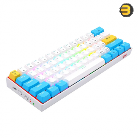 Redragon K530W white 60% mechanical keyboard with blue switches and per-key RGB lighting