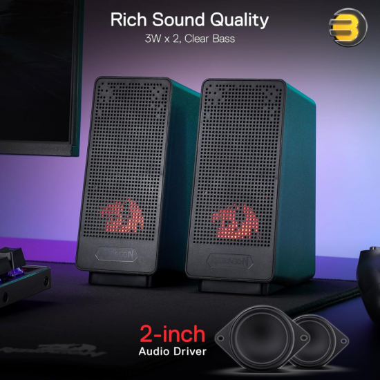 Redragon RANCH GS513 PC Gaming Speaker with Red Backlight