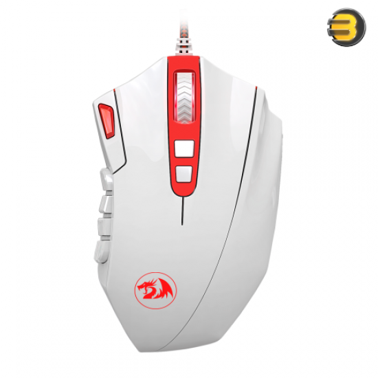 REDRAGON M901 GAMING MOUSE, WIRED MMO RGB LED BACKLIT COMPUTER MICE, 24000 DPI, PERDITION, WITH WEIGHT TUNING SET & 18 PROGRAMMABLE BUTTONS FOR WINDOWS PC GAMING (WHITE)