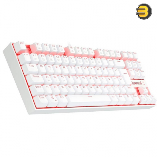 Redragon Kumara K552W-2 Wired Mechanical Gaming Keyboard, 87 Key, Blue Switches, 75% Compact, Anti Ghosting, Compact TKL Tenkeyless Ergonomic Designed, Red Backlit White - Kumara K552W-2