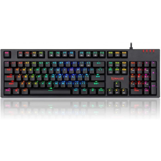 Redragon K592-PRO Mechanical Gaming RGB Wired Keyboard with Ultra-Fast V-Optical Blue Switches, Tactile & Highly Precision, 104 Keys Standard for Windows PC Gamers