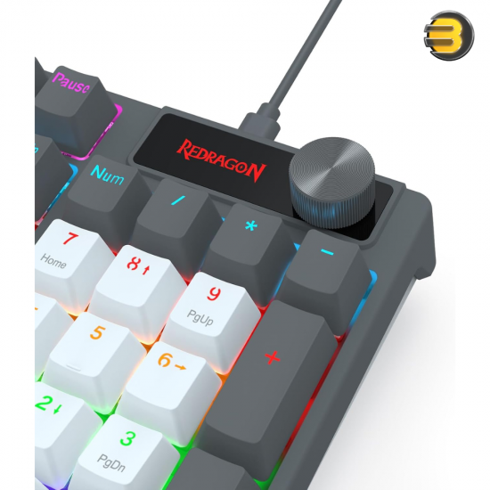 Redragon K718 wired 104-key mechanical keyboard with red switches, rainbow backlight and sound-absorbing foam