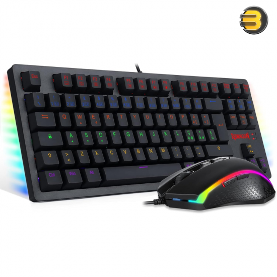 Redragon S113 Keyboard & Mouse Combo – Rainbow RGB & Brown Switches