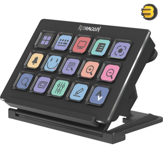 Redragon Streamcraft SS550 15-Key LCD Stream Controller Macro Pad Redragon Streamcraft SS550 15-key LCD stream controller and macro pad in matte black with adjustable tilt stand and programmable mini-screens