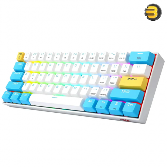 Redragon K530W white 60% mechanical keyboard with blue switches and per-key RGB lighting