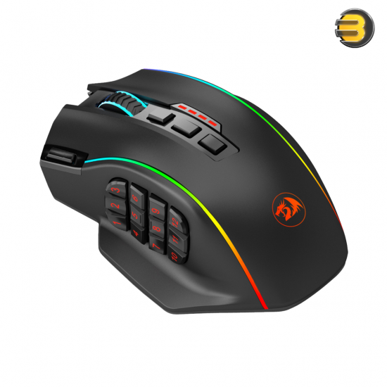 REDRAGON M901 GAMING MOUSE RGB BACKLIT MMO 16 MACRO PROGRAMMABLE BUTTONS WITH WEIGHT TUNING SET, 16000 DPI FOR WINDOWS PC COMPUTER (WIRELESS, BLACK)