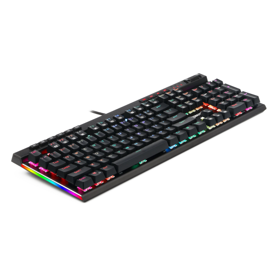 Redragon K580 VATA RGB LED Backlit Mechanical Gaming Keyboard with Macro Keys & Dedicated Media Controls, Onboard Macro Recording (Blue Switches)