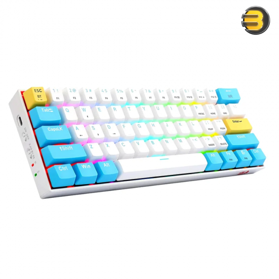 Redragon K530W white 60% mechanical keyboard with blue switches and per-key RGB lighting