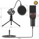 Redragon GM100 Microhone 3.5mm XLR Pop Filter Tripod Stand Shock Mount for Gaming Streaming Recording Podcasting Broadcasting