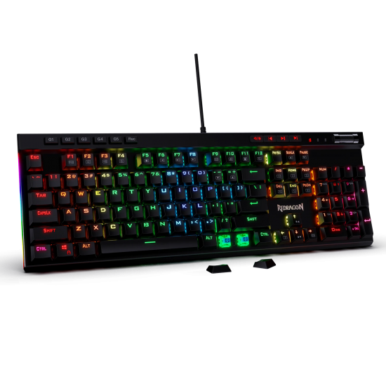 Redragon K580 VATA RGB LED Backlit Mechanical Gaming Keyboard with Macro Keys & Dedicated Media Controls, Onboard Macro Recording (Blue Switches)