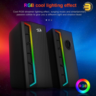 REDRAGON GS580 CALLIOPE RGB Gaming Desktop Speakers - 5W x 2.0 Channel - 3.5mm AUX stereo sound - With Calssic Volume Control Knob For Computer PC - Black REDRAGON GS580 CALLIOPE RGB Gaming Desktop Speakers - 5W x 2.0 Channel - 3.5mm AUX stereo sound - With Calssic Volume Control Knob For Computer PC - Black