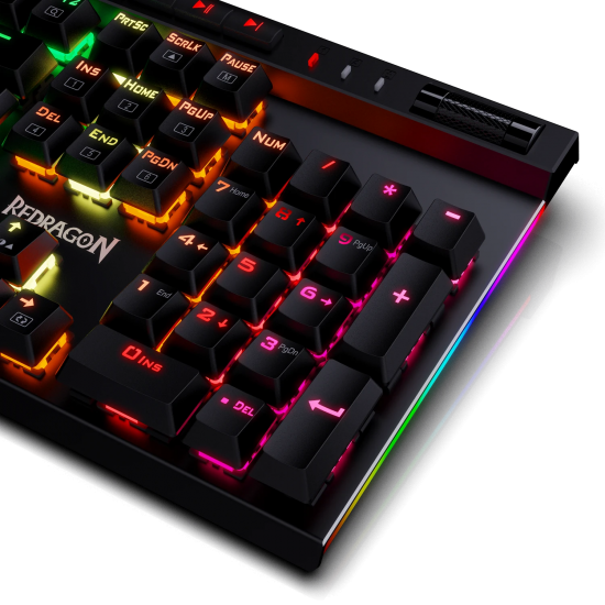 Redragon K580 VATA RGB LED Backlit Mechanical Gaming Keyboard with Macro Keys & Dedicated Media Controls, Onboard Macro Recording (Blue Switches)