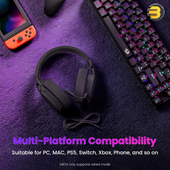 Redragon H888 Wireless Gaming Headset – 7.1 Surround & Tri-Mode