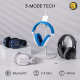 Redragon H878 SKULD PRO wireless gaming headset in black and gray with 40mm dynamic drivers, 7.1 virtual surround sound, detachable ANC microphone and blue LED accents