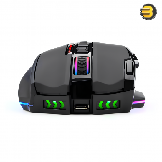 Redragon Sniper Pro M801P-RGB Dual Mode Wired/Wireless Gaming Mouse — 16000 DPI, 9 Programmable Buttons, 40G Acceleration, RGB Lighting, Ergonomic Design, USB Type-C Charging, Up to 70 Hours Battery Life
