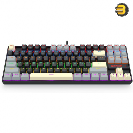 Redragon K552 LGY-R KUMARA Tenkeyless 87‑Key Wired Mechanical Gaming Keyboard — Outemu Blue Switches, Rainbow LED Backlight, Anti‑Ghosting, Double‑Shot Keycaps, Metal‑ABS Frame