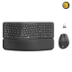 Redragon 2in1 Wireless Office Combo Black – Ergonomic Wireless Keyboard with Pillowed Wrist Rest & Adjustable Tilt, Vertical Ergonomic Mouse with Adjustable DPI, 2.4GHz Wireless, Compact Combo for Office Use