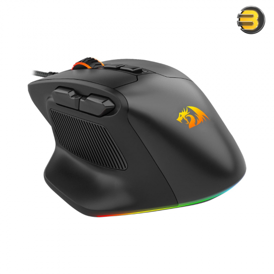 Redragon M806 Bullseye wired RGB gaming mouse with ergonomic natural grip and 7 programmable buttons