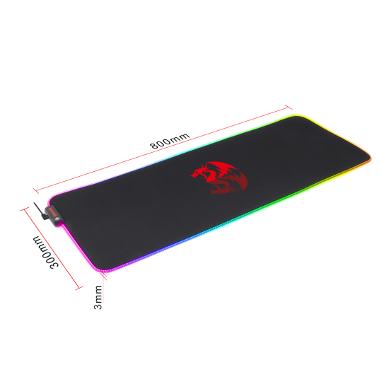 Redragon P027 RGB Wired Mouse Pad, Soft Cloth, Non-slip Rubber Base, Stiched Edges (800 x 300 x 3mm)