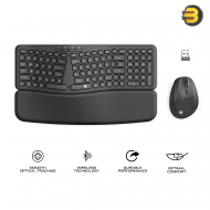 Redragon 2in1 Wireless Office Combo Black – Ergonomic Wireless Keyboard with Pillowed Wrist Rest & Adjustable Tilt, Vertical Ergonomic Mouse with Adjustable DPI, 2.4GHz Wireless, Compact Combo for Office Use