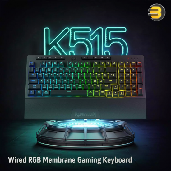 Redragon K515 PRO Shiva RGB Wireless Bluetooth Membrane Gaming Keyboard – Tri-Mode (Wired/2.4 GHz/Bluetooth), 98 Keys, On-Board Macro & Multimedia Keys, Detachable Wrist Rest, Software Supported