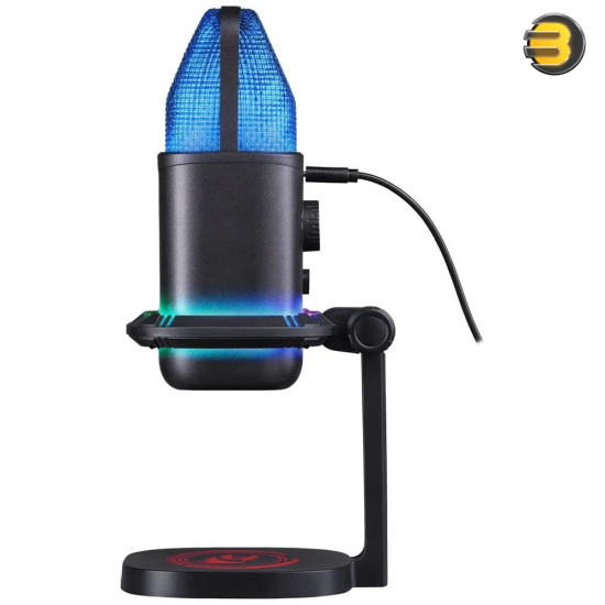 Redragon Echowave GM305 RGB USB Streaming Microphone – Cardioid Condenser, Touch Mute, Gain Control, Plug & Play, Black