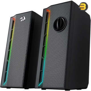 REDRAGON GS580 CALLIOPE RGB Gaming Desktop Speakers - 5W x 2.0 Channel - 3.5mm AUX stereo sound - With Calssic Volume Control Knob For Computer PC - Black REDRAGON GS580 CALLIOPE RGB Gaming Desktop Speakers - 5W x 2.0 Channel - 3.5mm AUX stereo sound - With Calssic Volume Control Knob For Computer PC - Black