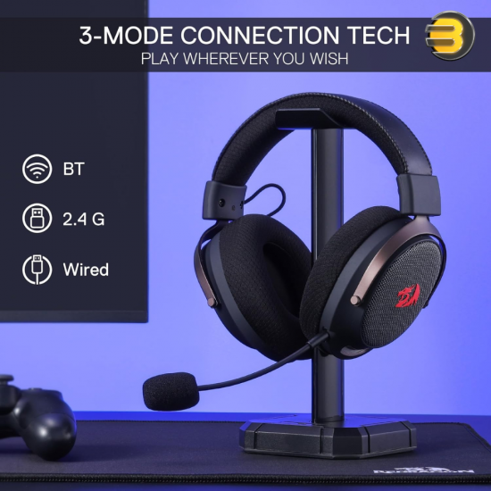 Redragon H858 3-Mode Wireless Gaming Headset – 7.1 Surround & 53mm Drivers
