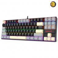 Redragon K552 LGY-R KUMARA Tenkeyless 87‑Key Wired Mechanical Gaming Keyboard — Outemu Red Switches, Rainbow LED Backlight, Anti‑Ghosting, Double‑Shot Keycaps, Metal‑ABS Frame